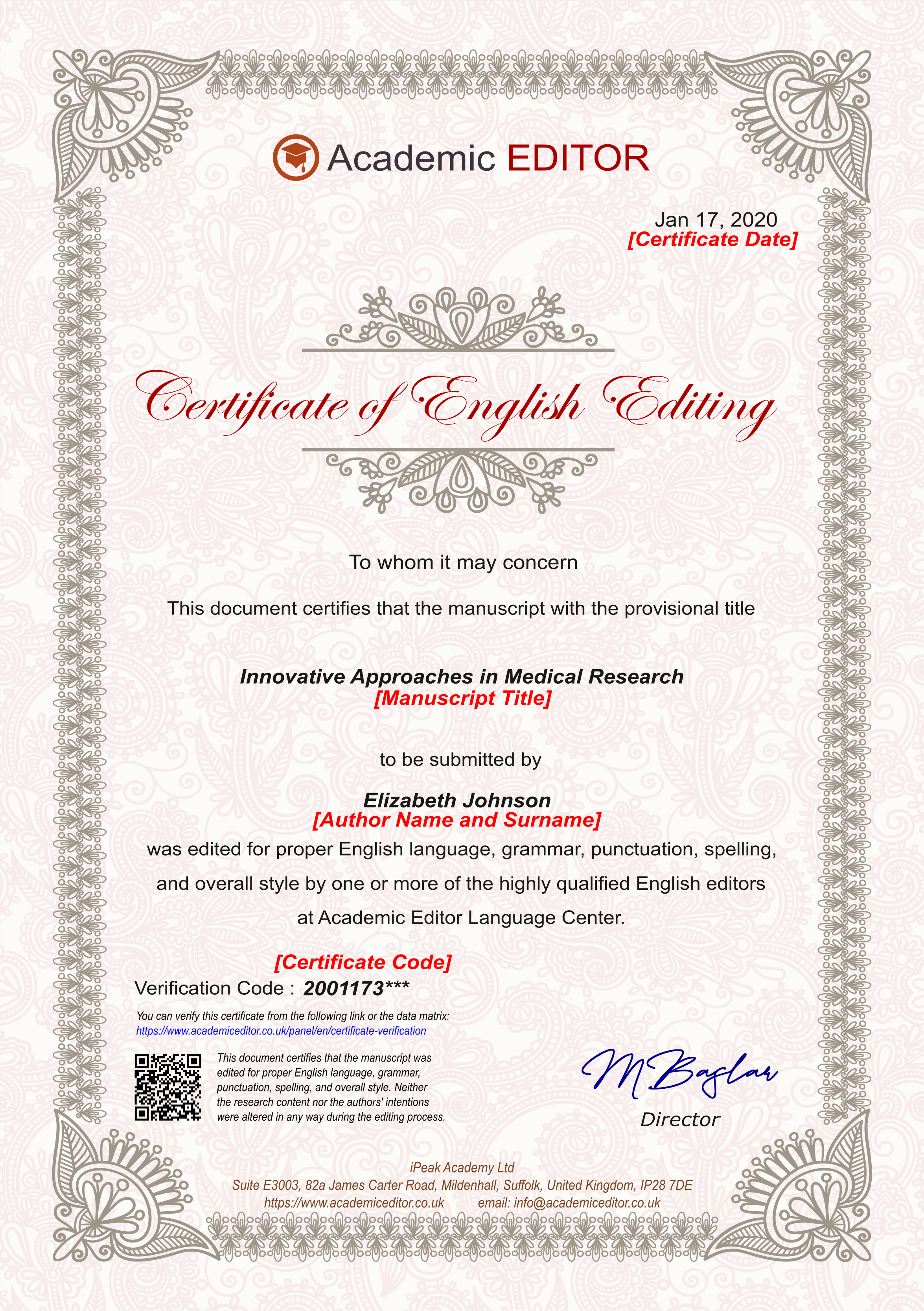 English Editing Certificate